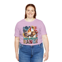 Land Of The Free RANGE Chicken Graphic, Unisex Jersey Short Sleeve Tee