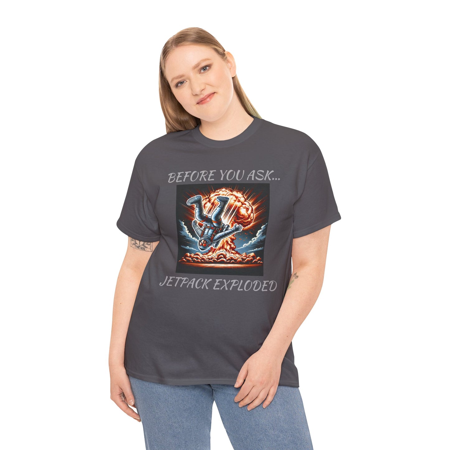 Amputee Exploding JetPack Humor - Unisex Garment-Dyed T-shirt