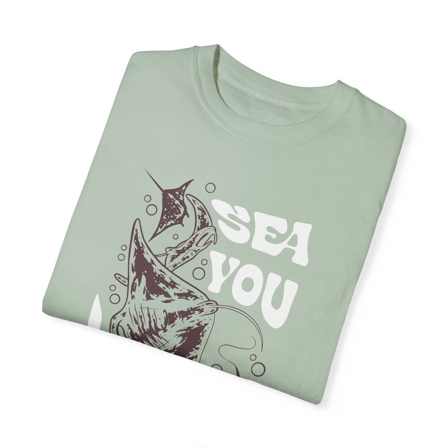 Manta Rays, Sea You Later -  Graphic Unisex Garment-Dyed T-shirt