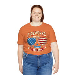 Fireworks Expert, If I Run You Run, Sunglasses  Graphic, Unisex Jersey Short Sleeve Tee