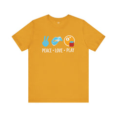 PEACE LOVE play BILLARD - Graphic Unisex Jersey Short Sleeve Tee