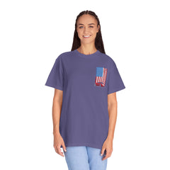 Patriotic Car Graphic Unisex T-Shirt - Vintage American Flag Design
