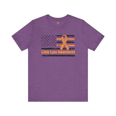 Limb Loss Awareness Flag - Unisex Short Sleeve Tee,Amputee Awareness,Gift For Him,Gift For Her,Unique Amputee Gift,Awareness Ribbon