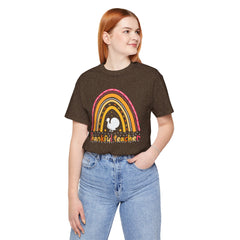 Thankful Teacher T‑Shirt – Retro Rainbow Turkey Teacher Appreciation Tee