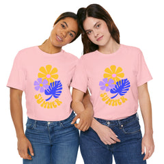 Summer Floral Tee — Retro Flowers & Monstera Design