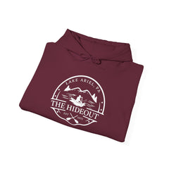 The Hideout Adventure Hoodie – Lake Ariel, PA Mountain Graphic Hooded Sweatshirt