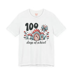 100 DAYS OF SCHOOL Toadstool House - Unisex Short Sleeve Tee | Elementary School Holiday, Teacher Apparel, Kids Motivation, Teacher Sarcasm