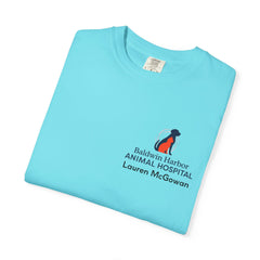 Lauren McGowan Front Logo Back Graphic Baldwin Harbor Animal Hospital "Who Let the Dogs Out?" Tee