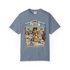 Front Graphic "Who Let the Dogs Out?" Baldwin Harbor Animal Hospital Cute Vet Clinic T Shirt