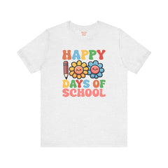 HAPPY 100 DAYS of SCHOOL - Unisex Short Sleeve Tee | Elementary School Holiday, Teacher Apparel, Kids Motivation, Days Checked Off, 100 Days