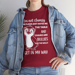 Clumsy Funny Penguin Graphic Tee | Unisex Heavy Cotton Tee | Great Gift for Animal Lovers, Birthdays, Casual Wear, Humorous Gifts, Everyday Style