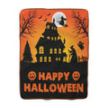 Happy Halloween Haunted House - Graphic Sherpa Fleece Blanket