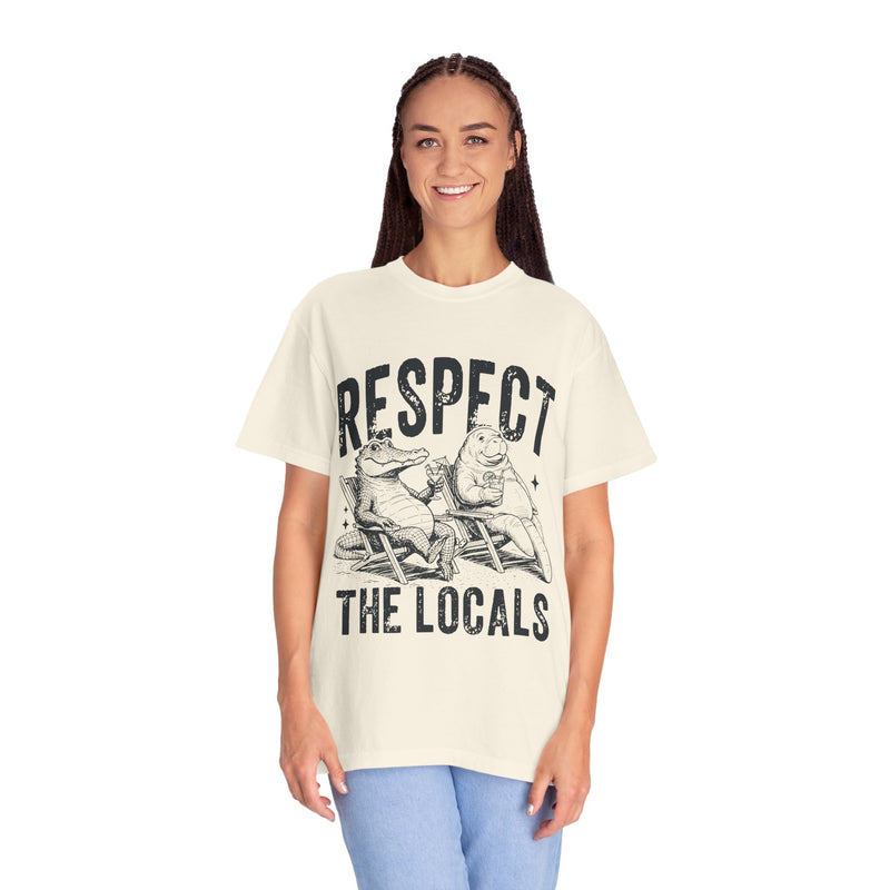Alligator and Manatee Respect the Locals T-Shirt — Vintage Beach Vibes Graphic Tee