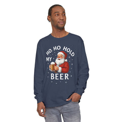 Festive Santa Claus Long Sleeve T-Shirt - "Ho Ho Hold My Beer"