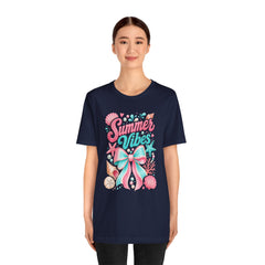 Summer Vibes Tee — Pastel Seashell Bow Beach T-Shirt