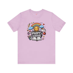 HAPPY 100 DAYS of SCHOOL - Unisex Short Sleeve Tee | Elementary School Holiday, Teacher Apparel, Kids Motivation, Days Checked Off, 100 Days