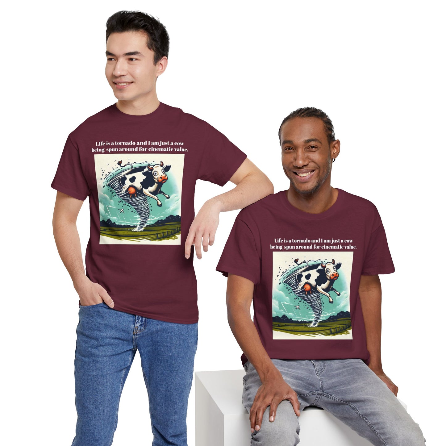 Funny Cow Caught In Tornado Unisex Tee