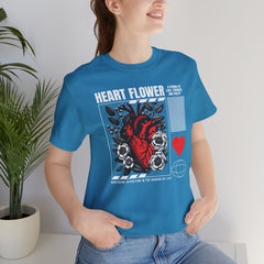 Heart Flower Tee - Nuturing Affection In The Garden Of Life - Positive Vibes Unisex Jersey Short Sleeve Tee