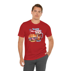Happy 4th Of July Burger and Mug Graphic, Unisex Jersey Short Sleeve Tee