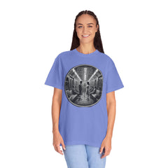 Don;t Stop Believing Subway Reflection T-Shirt — Vintage Black & White Urban Photo Tee