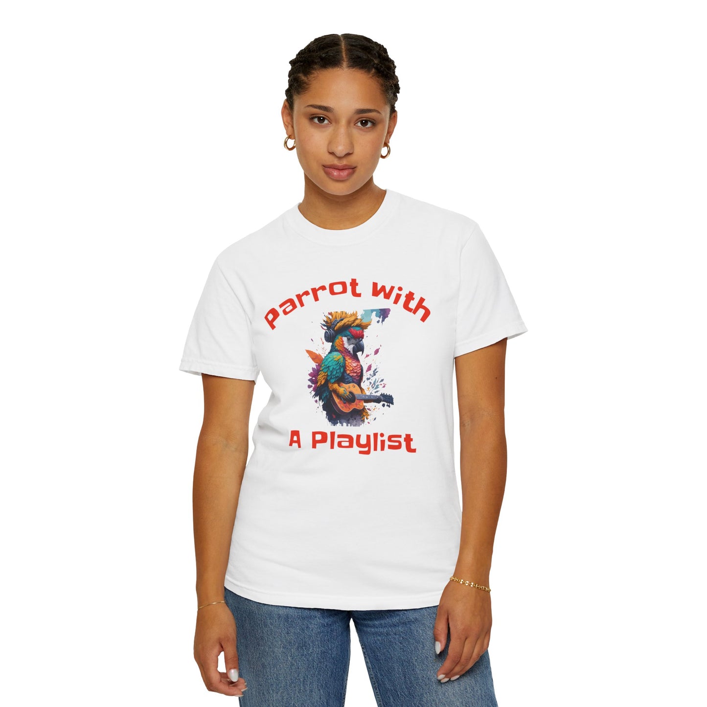 Parrot With A Playlist - Unisex Garment-Dyed T-shirt