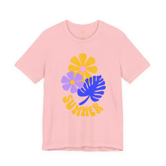 Summer Floral Tee — Retro Flowers & Monstera Design