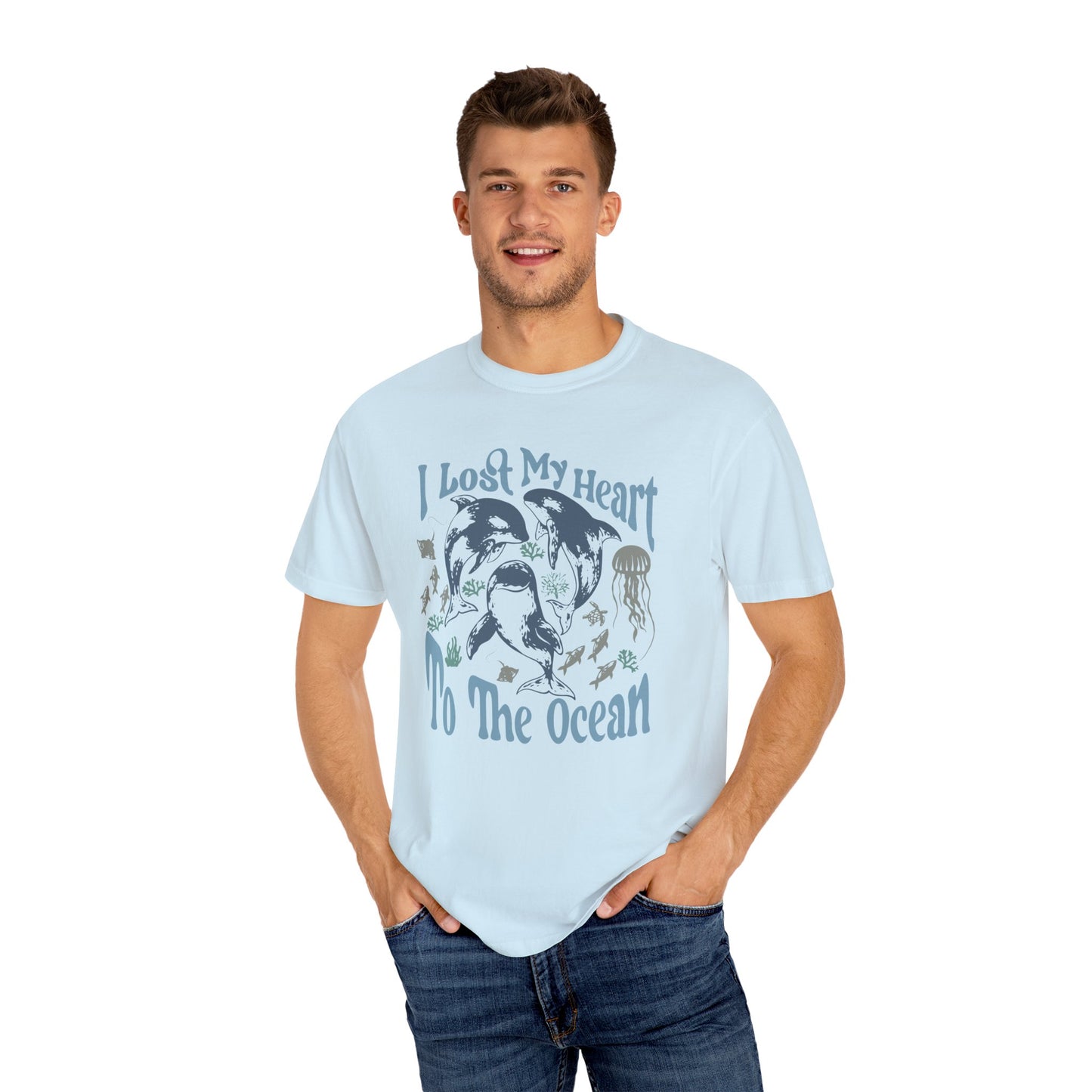 Sea Creatures, I Lost My Heart To The Ocean -  Graphic Unisex Garment-Dyed T-shirt