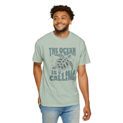 Sea Turtle, The Ocean Is Calling -  Graphic Unisex Garment-Dyed T-shirt
