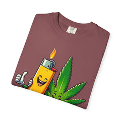 Vintage 'Lighter & Weed' Graphic T-Shirt — Relaxed Stoner/Cannabis Tee