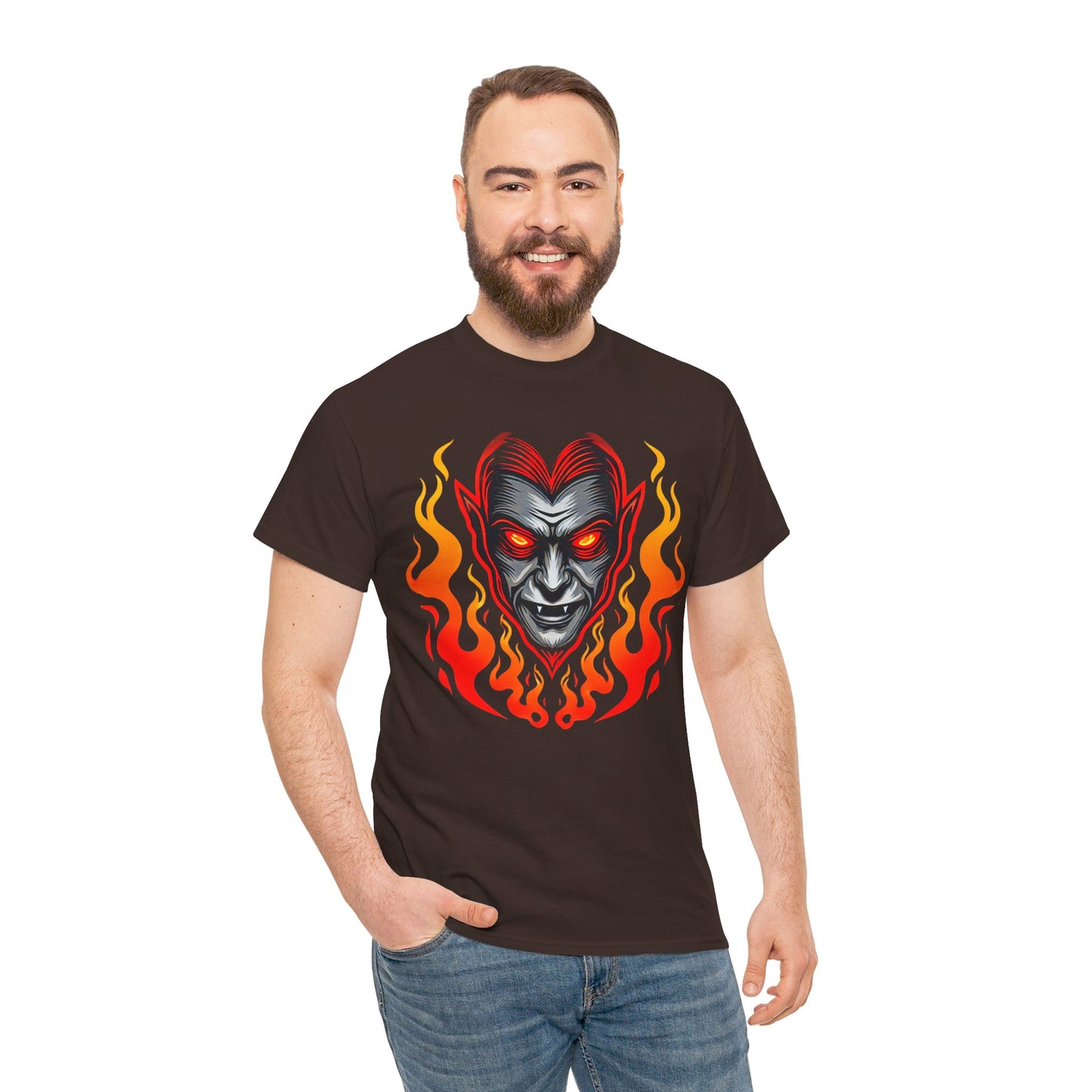 Flaming Fire Vampire - Graphic Unisex Heavy Cotton Tee