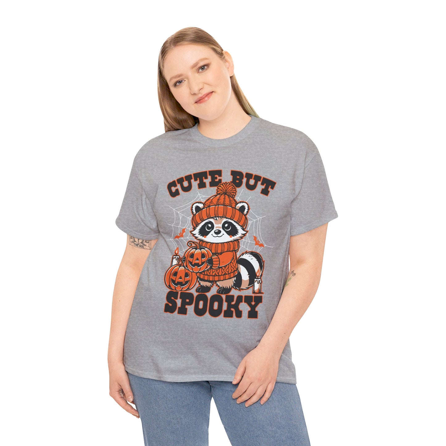 Cute But Spooky Halloween Raccoon! Graphic Unisex Heavy Cotton Tee