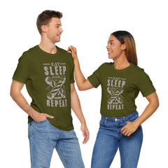 Hair Enthusiast Tee, Eat Sleep Hair Repeat Shirt, Funny Barber Gift, Unisex Jersey Tee, Casual Everyday Apparel, Salon Worker Top