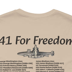 41 For Freedom FBM Fleet Ballistic Missile Submarine Unisex Jersey Short Sleeve Tee