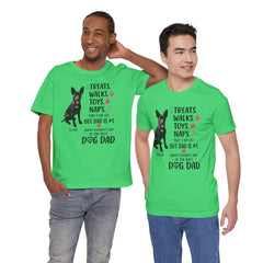 Personalized Dog Dad T‑Shirt — "Treats. Walks. Toys. Naps." Father's Day Gift