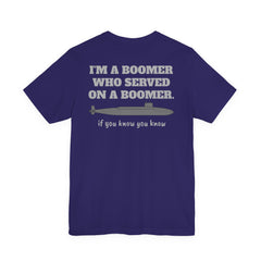 Veteran Submarine Tee — "I’m a Boomer Who Served on a Boomer" Navy Crew Shirt