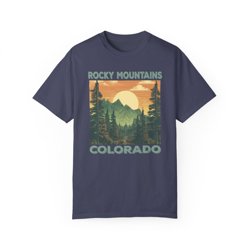 Rocky Mountains Colorado Graphic, Comfort Colors Soft Relaxed Fit Unisex Garment-Dyed T-shirt