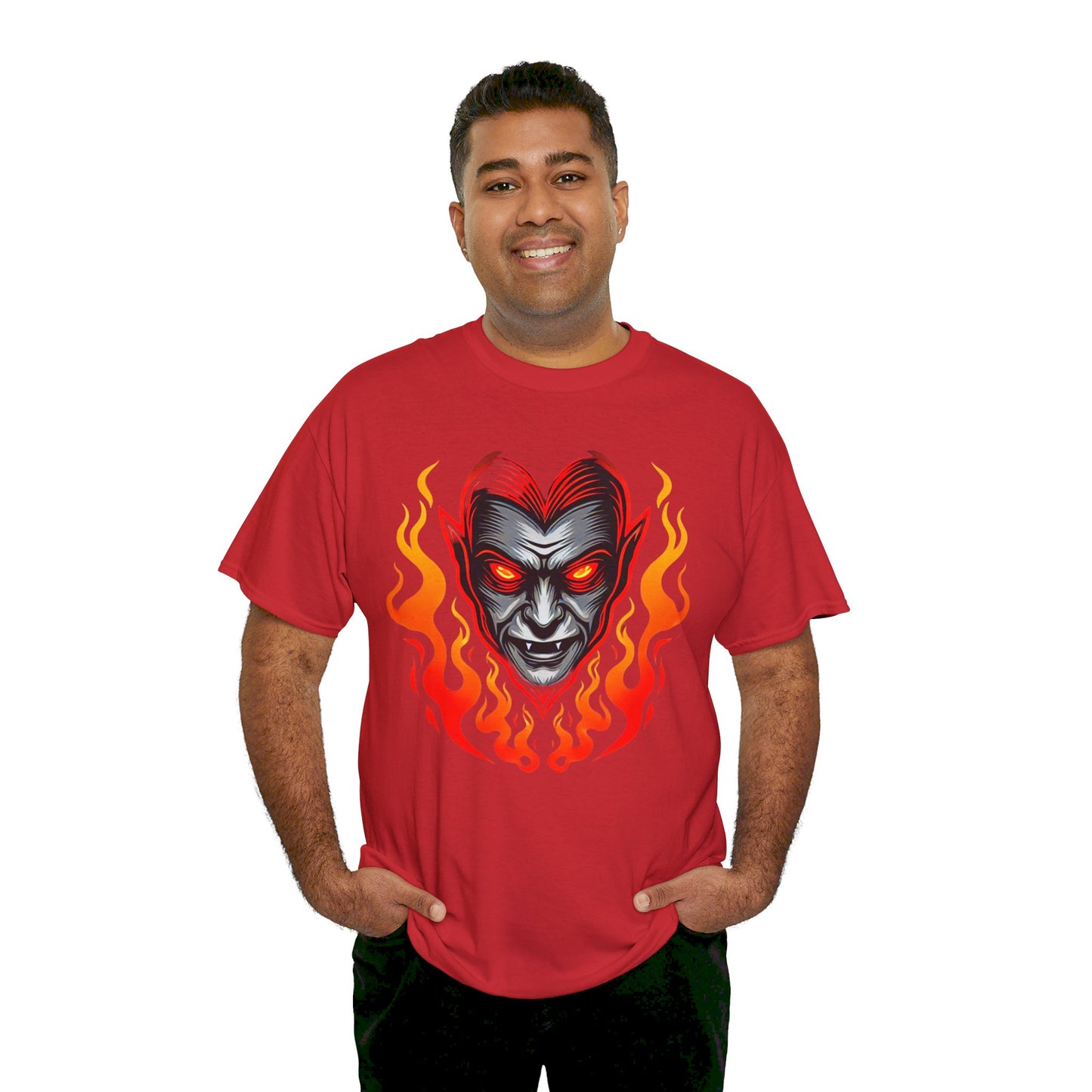 Flaming Fire Vampire - Graphic Unisex Heavy Cotton Tee