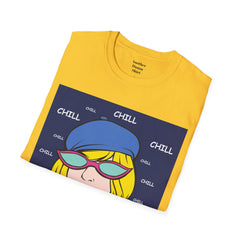 Chill Girl Unisex Softstyle T-Shirt  Pop Art Girl Wearing Sunglasses
