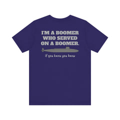 Veteran Submarine Tee — "I’m a Boomer Who Served on a Boomer" Navy Crew Shirt