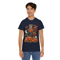 Freaky And Feral Halloween Raccoon! Graphic Unisex Heavy Cotton Tee