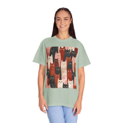 Cute Cat Print Unisex Garment-Dyed T-Shirt - Comfort Colors Soft Perfect for Animal Lovers and Casual Days