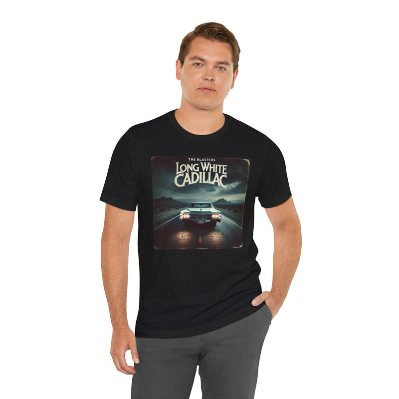 Long White Cadillac Classic Car-Themed Music - Unisex Tee