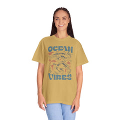 Whales and Dolphins, Ocean Vibes -  Graphic Unisex Garment-Dyed T-shirt