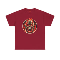 Flaming Fire Skull - Graphic Unisex Heavy Cotton Tee
