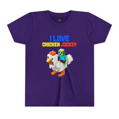 Youth I Love Chicken Jockey Tee - Fun Gamer T-Shirt for Kids