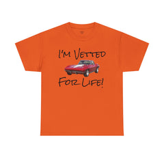 Red Corvette Summer Unisex Tee - I'm Vetted For Life Front and Back Image T Shirt