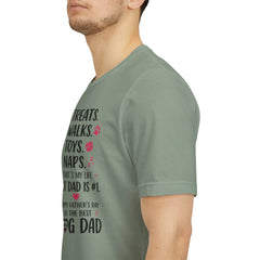 Personalized Dog Dad T‑Shirt — "Treats. Walks. Toys. Naps." Father's Day Gift