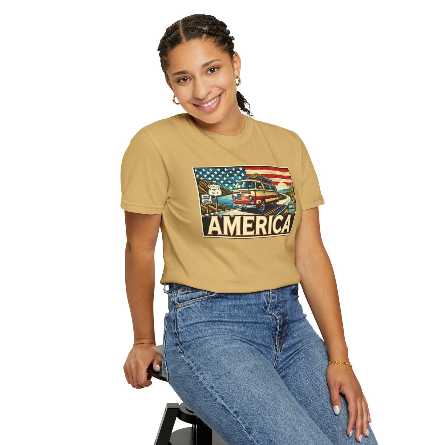 Ventura Highway Driving America Graphic Comfort Colors Unisex Garment Dyed T-shirt