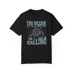 Sea Turtle, The Ocean Is Calling -  Graphic Unisex Garment-Dyed T-shirt
