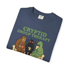 Cryptid Group Therapy Bigfoot, Mothman and Loch Nessie Unisex T-Shirt, Funny Graphic Tee, Gift for Cryptid Lovers, Quirky Casual Wear, Cool Humor Shirt